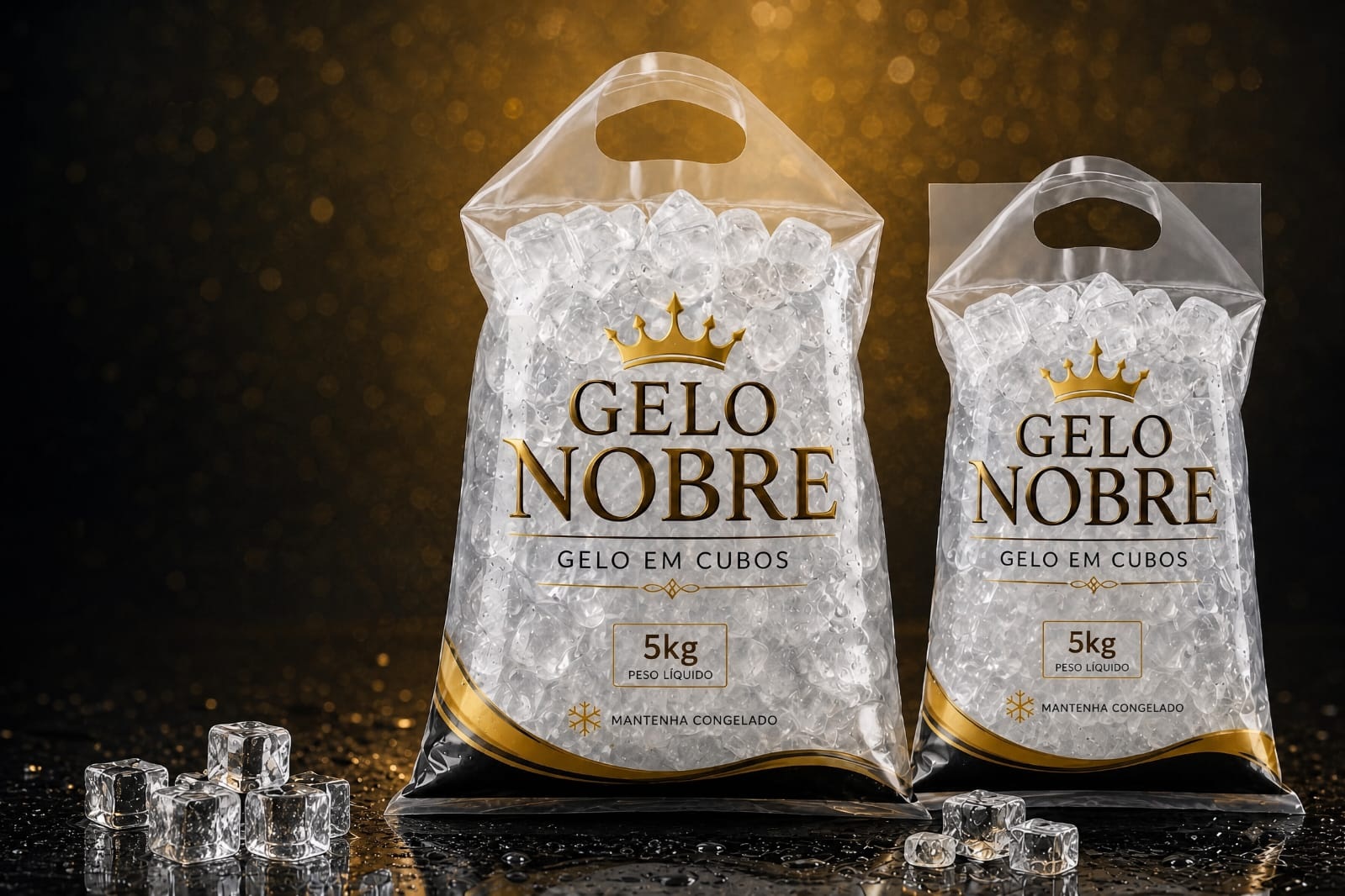 Sacos de Gelo Nobre em Cubos 5kg